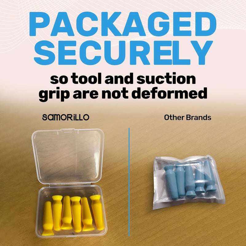 Samorillo [6 Pack] Scleral Lens Inserter + Remover - Ventless Contact Lens Applicator for Hard/RGP Lenses, Scleral Lenses & Prosthetic Eyes – Easy-Squeeze Suction Tool, Upgraded with Plastic Travel Case - Image 4